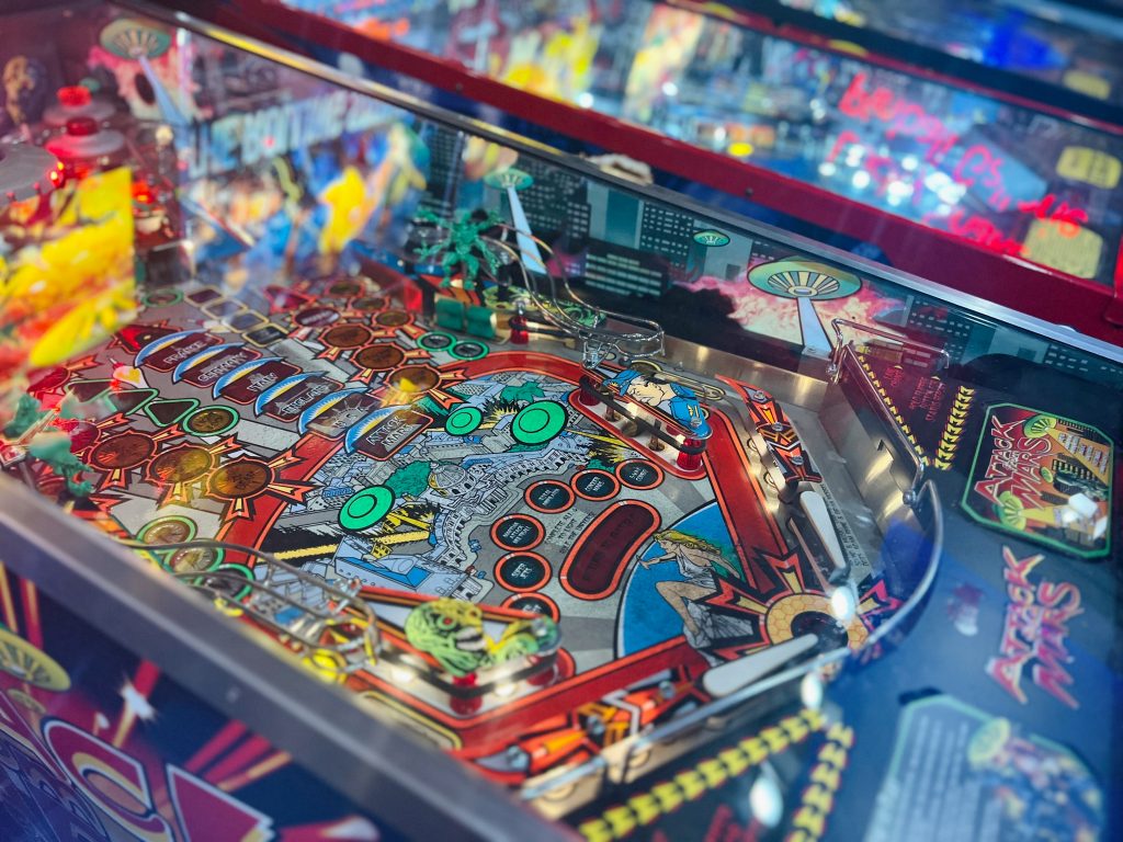 Close up of pinball machine