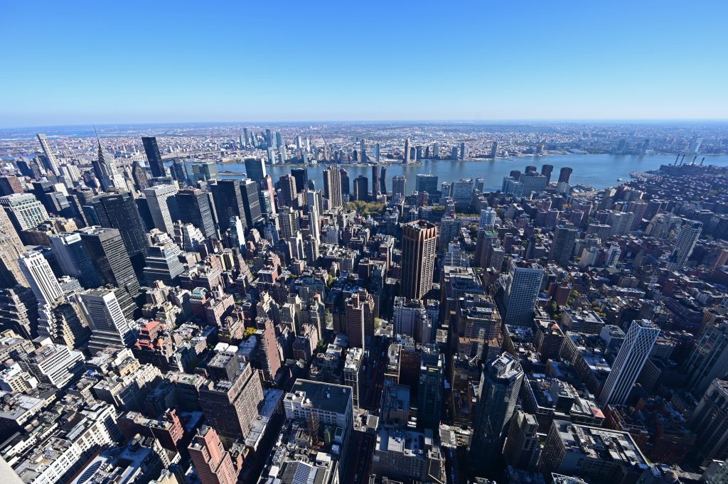 View of Manhattan from Empire State Building Observatory in New York