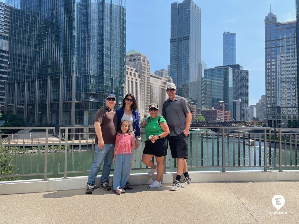 Group photo Chicago Riverwalk Architecture Tour on Jul 18, 2023 with Chris