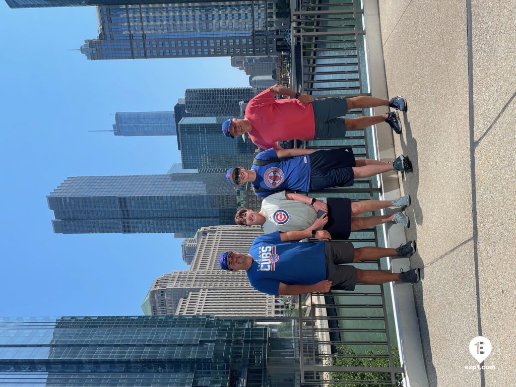 Group photo Chicago Riverwalk Architecture Tour on Jul 19, 2023 with Chris