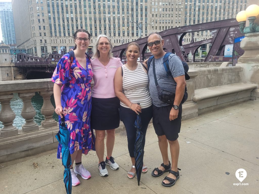 Group photo Chicago Riverwalk Architecture Tour on Jul 26, 2023 with Isabel