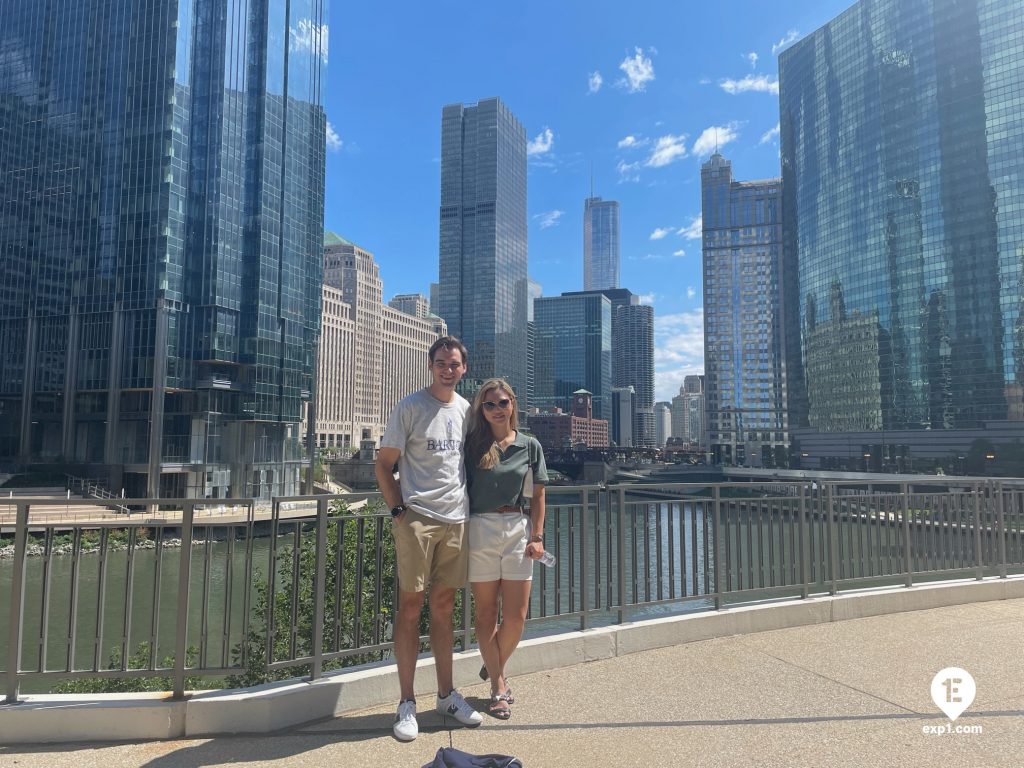 Group photo Chicago Riverwalk Architecture Tour on Aug 12, 2023 with Chris