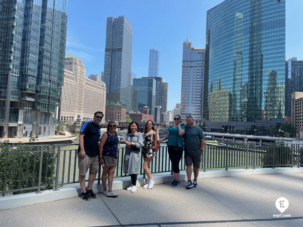 Group photo Chicago Riverwalk Architecture Tour on Aug 16, 2023 with Chris