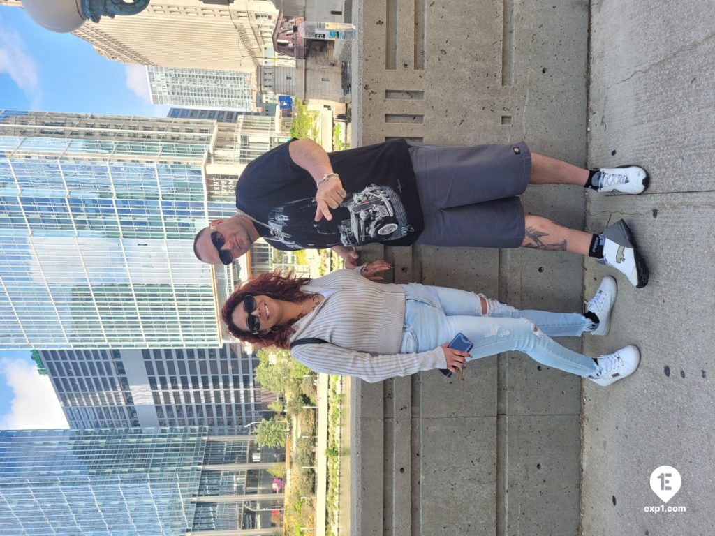 Group photo Chicago Riverwalk Architecture Tour on Sep 29, 2023 with Isabel