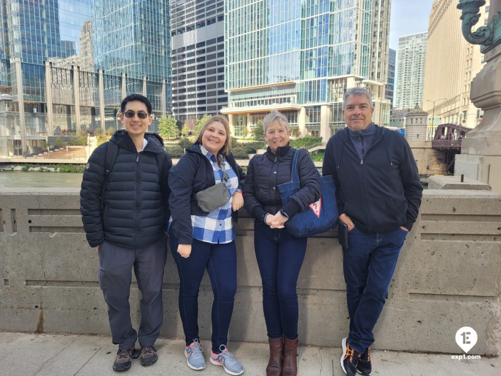 Group photo Chicago Riverwalk Architecture Tour on Oct 17, 2023 with Isabel