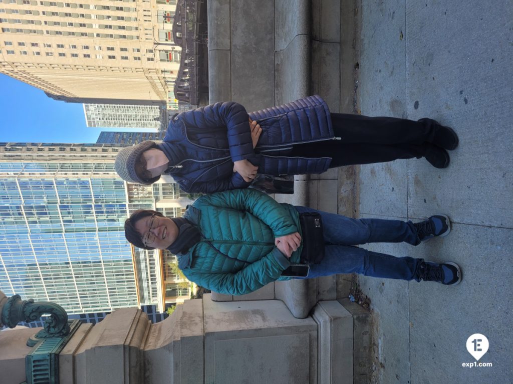 Group photo Chicago Riverwalk Architecture Tour on Oct 21, 2023 with Isabel