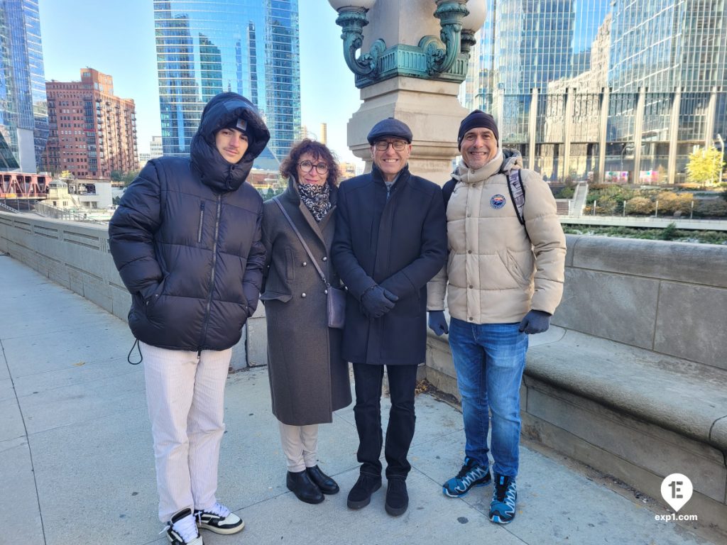 Group photo Chicago Riverwalk Architecture Tour on Oct 31, 2023 with Isabel