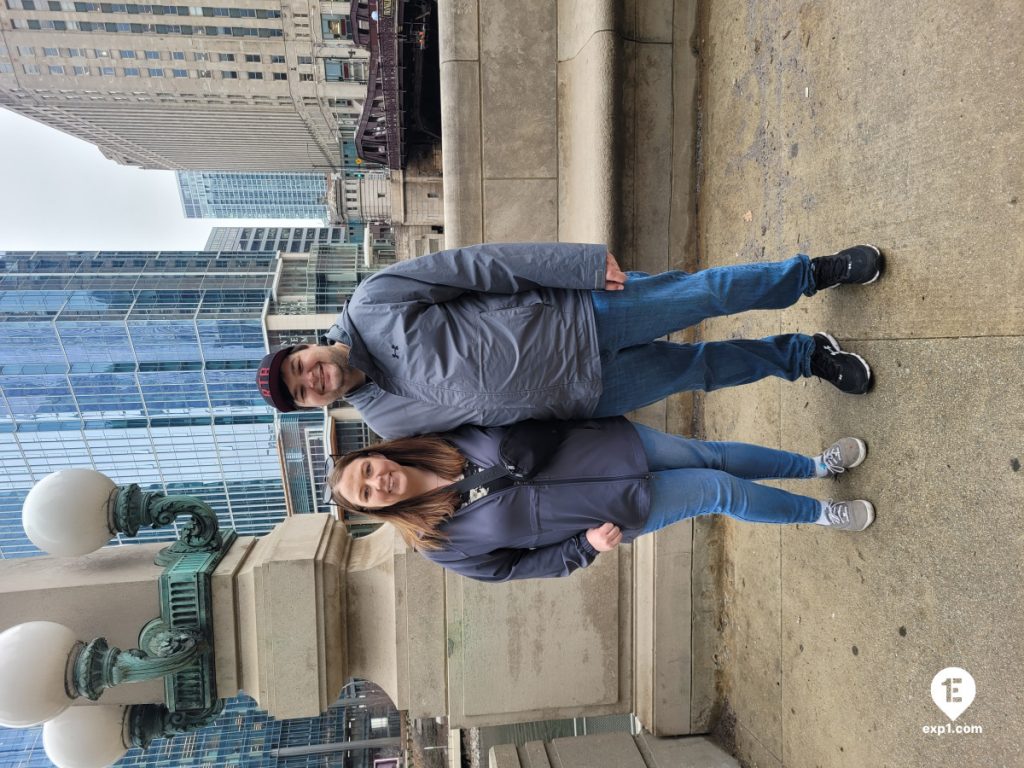 Group photo Chicago Riverwalk Architecture Tour on Mar 4, 2024 with Isabel