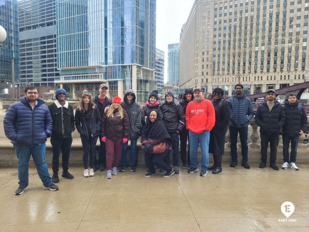 Group photo Chicago Riverwalk Architecture Tour on Mar 26, 2024 with Isabel