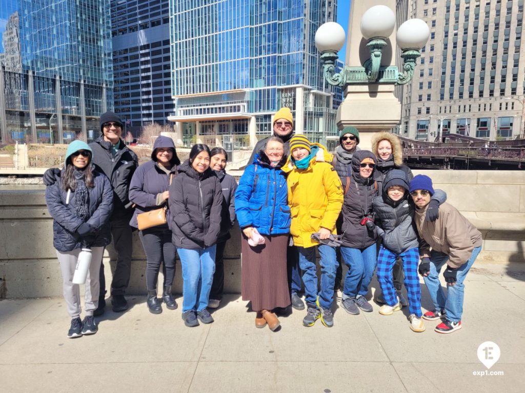 Group photo Chicago Riverwalk Architecture Tour on Mar 27, 2024 with Isabel