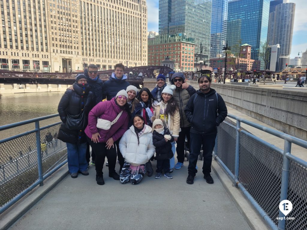 Group photo Chicago Riverwalk Architecture Tour on Mar 28, 2024 with Isabel