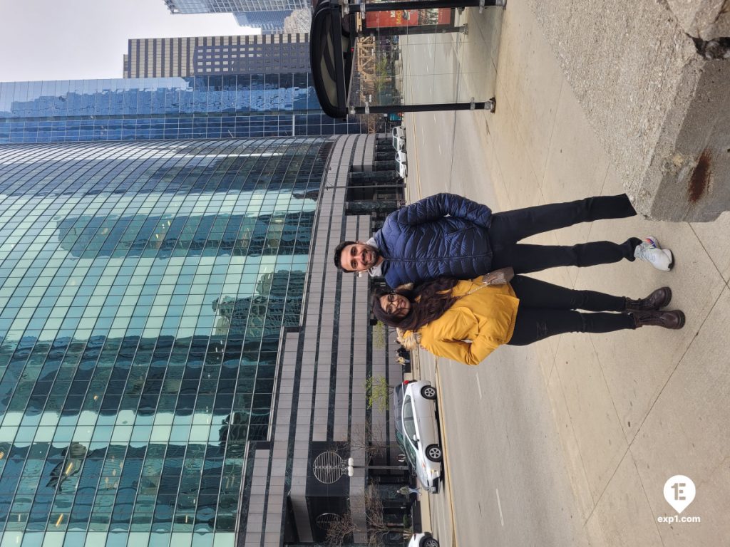 Group photo Chicago Riverwalk Architecture Tour on Apr 1, 2024 with Isabel