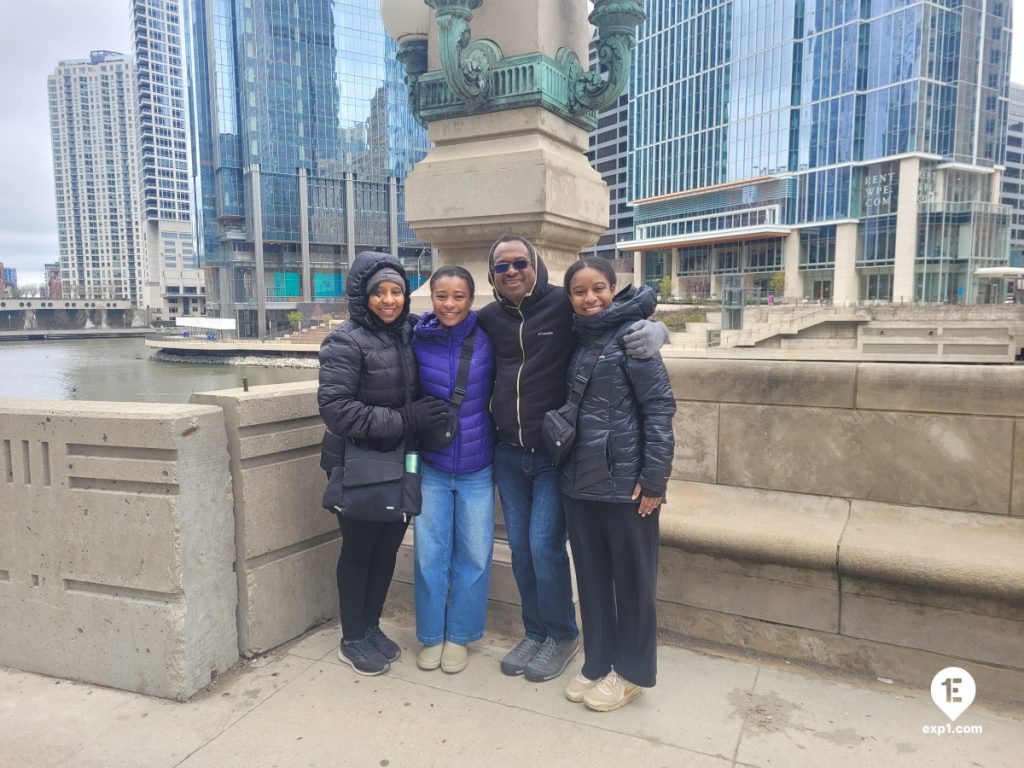 Group photo Chicago Riverwalk Architecture Tour on Apr 5, 2024 with Isabel