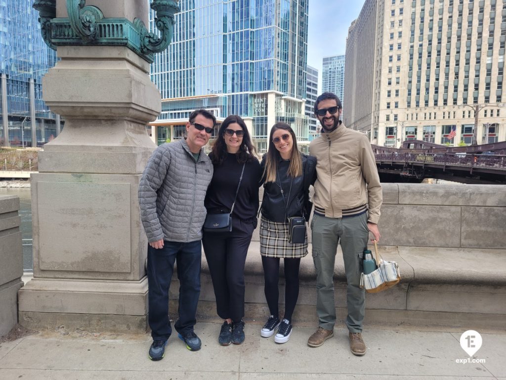 Group photo Chicago Riverwalk Architecture Tour on Apr 10, 2024 with Isabel