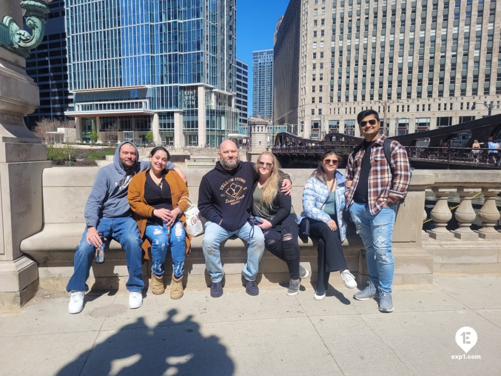 Group photo Chicago Riverwalk Architecture Tour on Apr 13, 2024 with Isabel