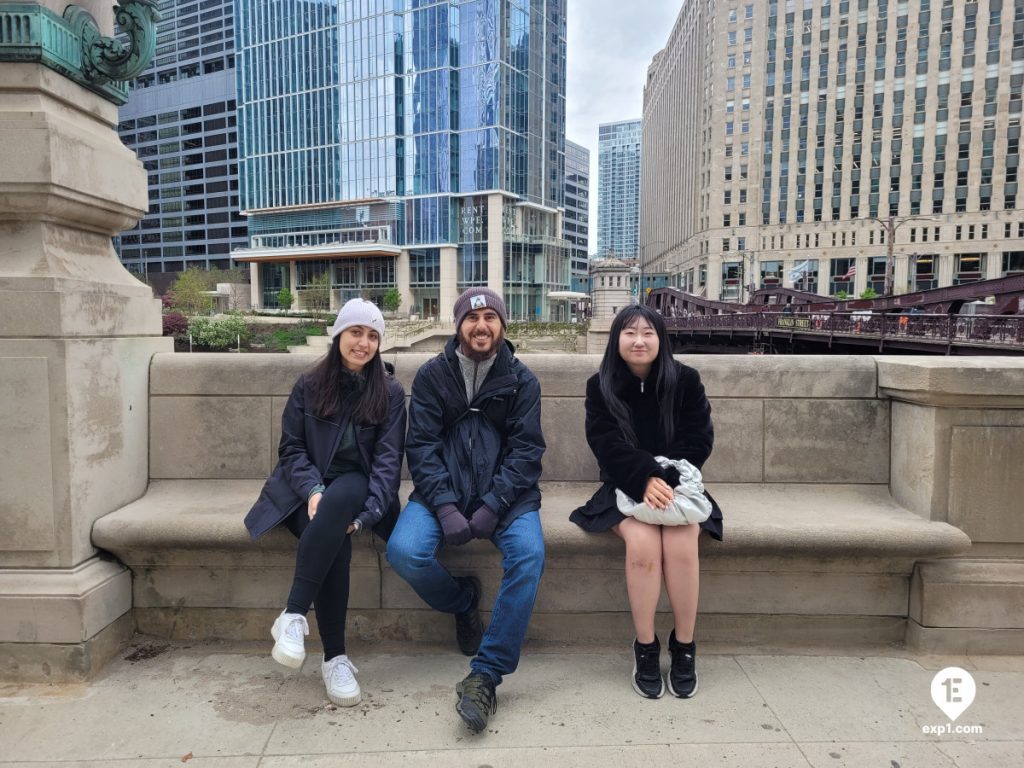 Group photo Chicago Riverwalk Architecture Tour on Apr 18, 2024 with Isabel