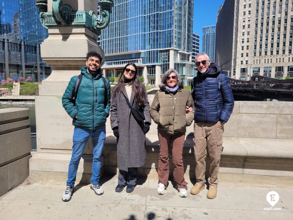 Group photo Chicago Riverwalk Architecture Tour on Apr 25, 2024 with Isabel