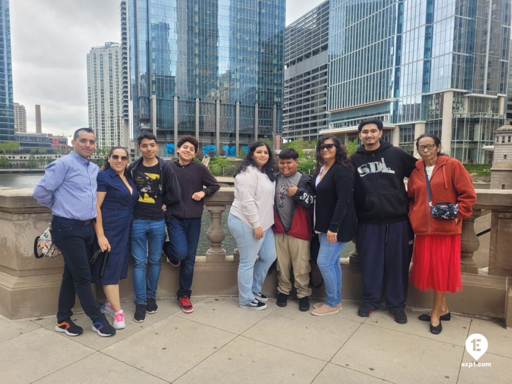 Group photo Chicago Riverwalk Architecture Tour on Apr 29, 2024 with Isabel