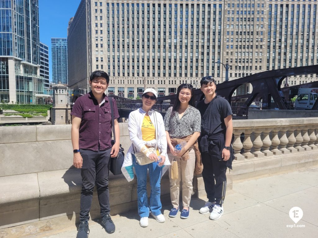 Group photo Chicago Riverwalk Architecture Tour on May 12, 2024 with Isabel