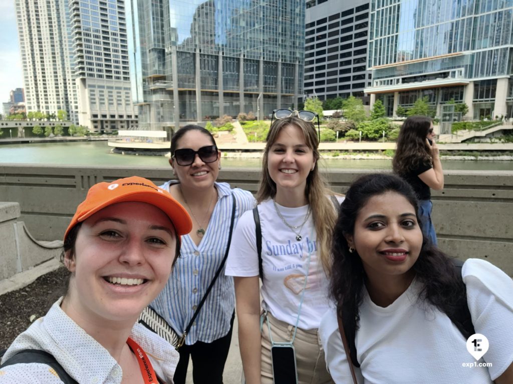 Group photo Chicago Riverwalk Architecture Tour on May 13, 2024 with Isabel