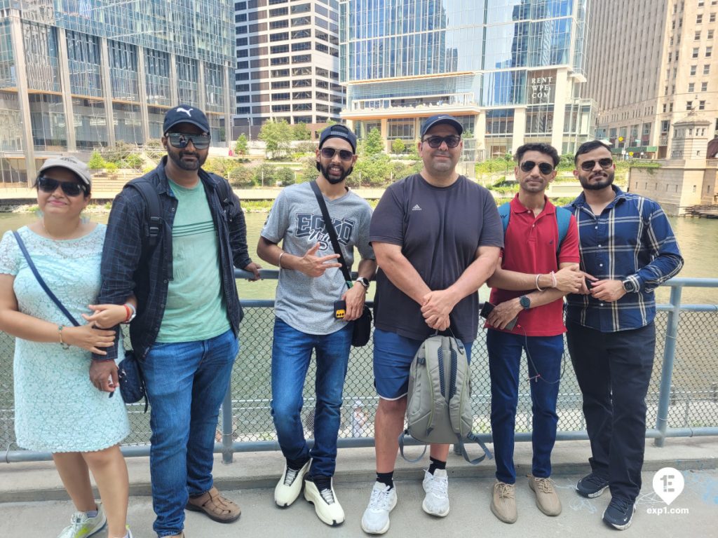 Group photo Chicago Riverwalk Architecture Tour on Aug 3, 2024 with Isabel