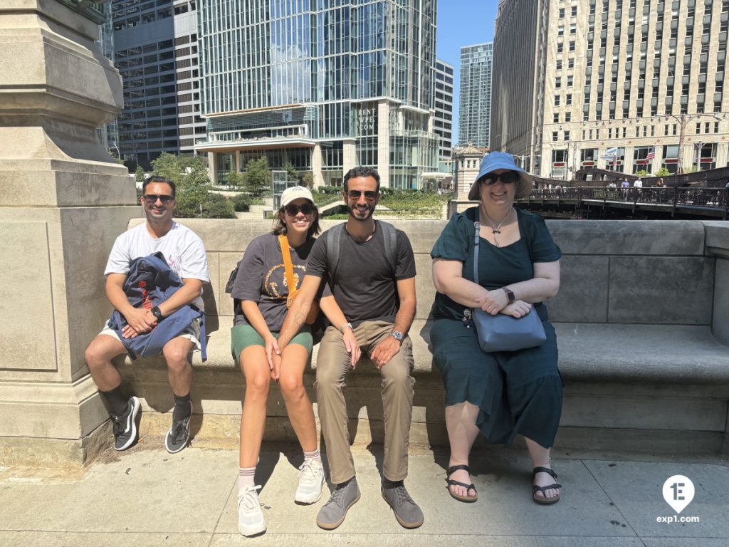 Group photo Chicago Riverwalk Architecture Tour on Aug 13, 2024 with Isabel