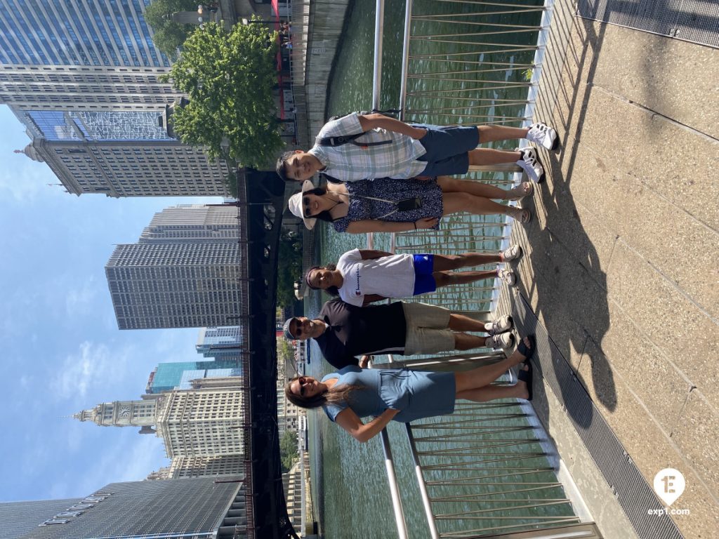 Group photo Chicago Riverwalk Architecture Tour on Aug 14, 2024 with Dave