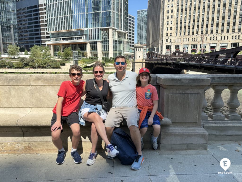 Group photo Chicago Riverwalk Architecture Tour on Aug 16, 2024 with Isabel