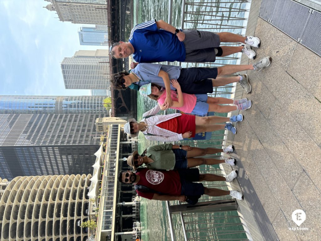 Group photo Chicago Riverwalk Architecture Tour on Aug 27, 2024 with Dave