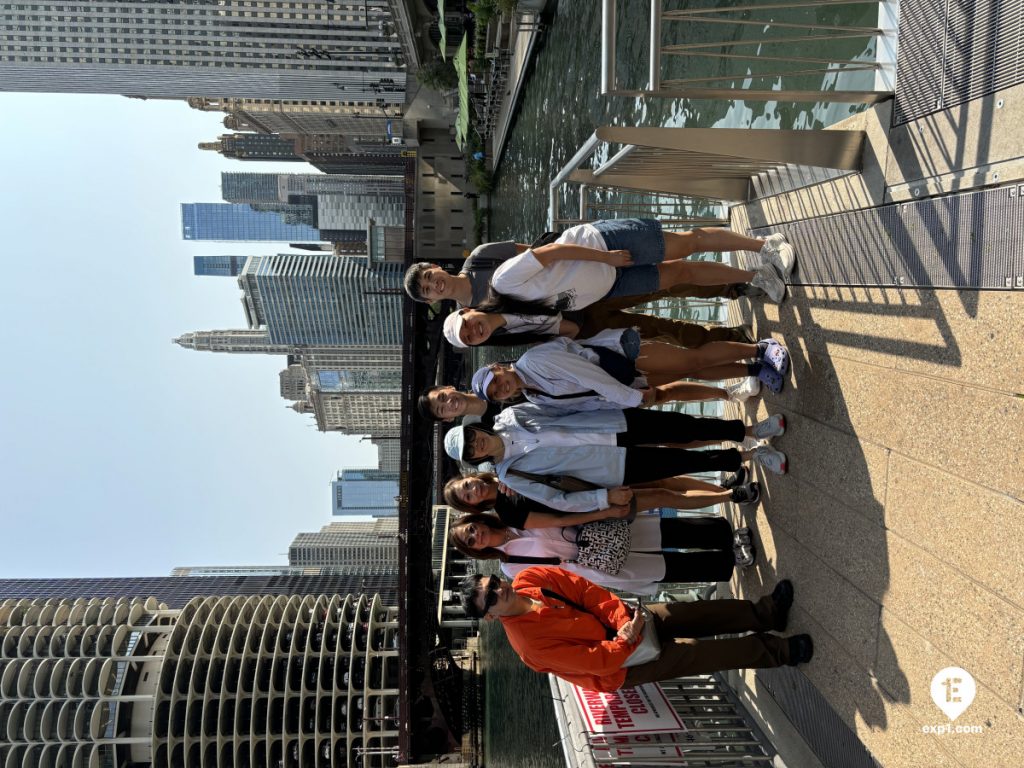 Group photo Chicago Riverwalk Architecture Tour on Sep 10, 2024 with Dave