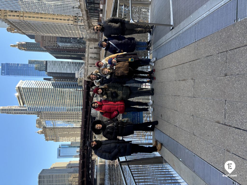 Group photo Chicago Riverwalk Architecture Tour on Jan 2, 2025 with Dave