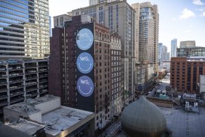 Street art and skyscrapers in Chicago city center