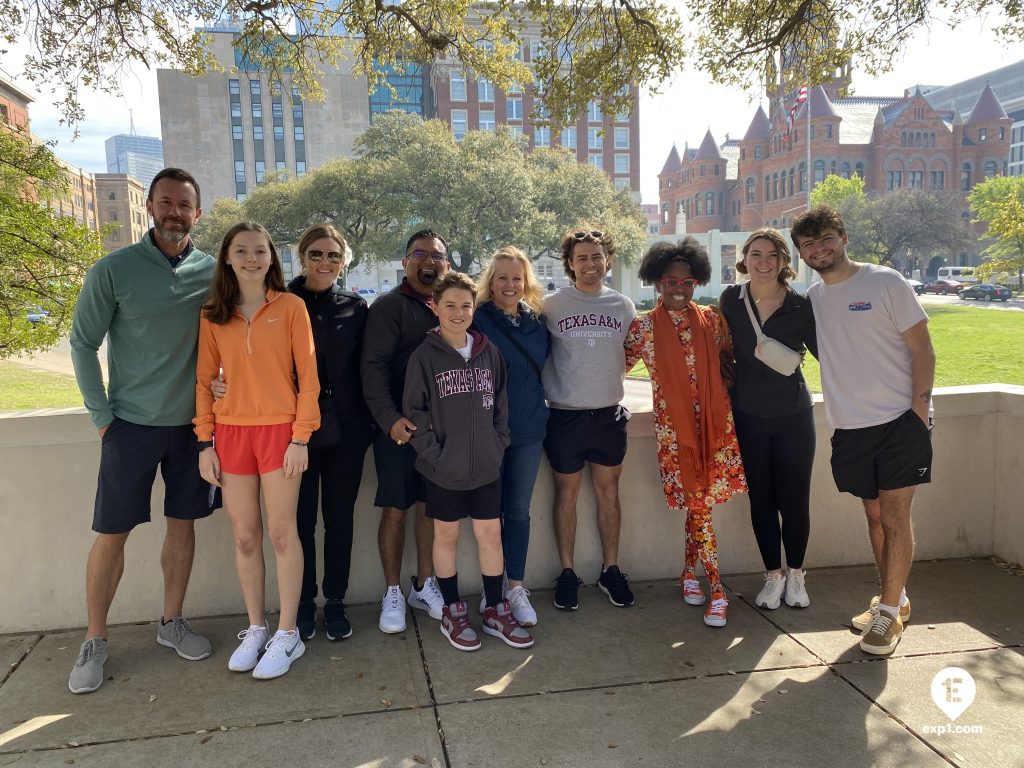 Group photo JFK Assassination Tour on 16 March 2023 with McKenzie