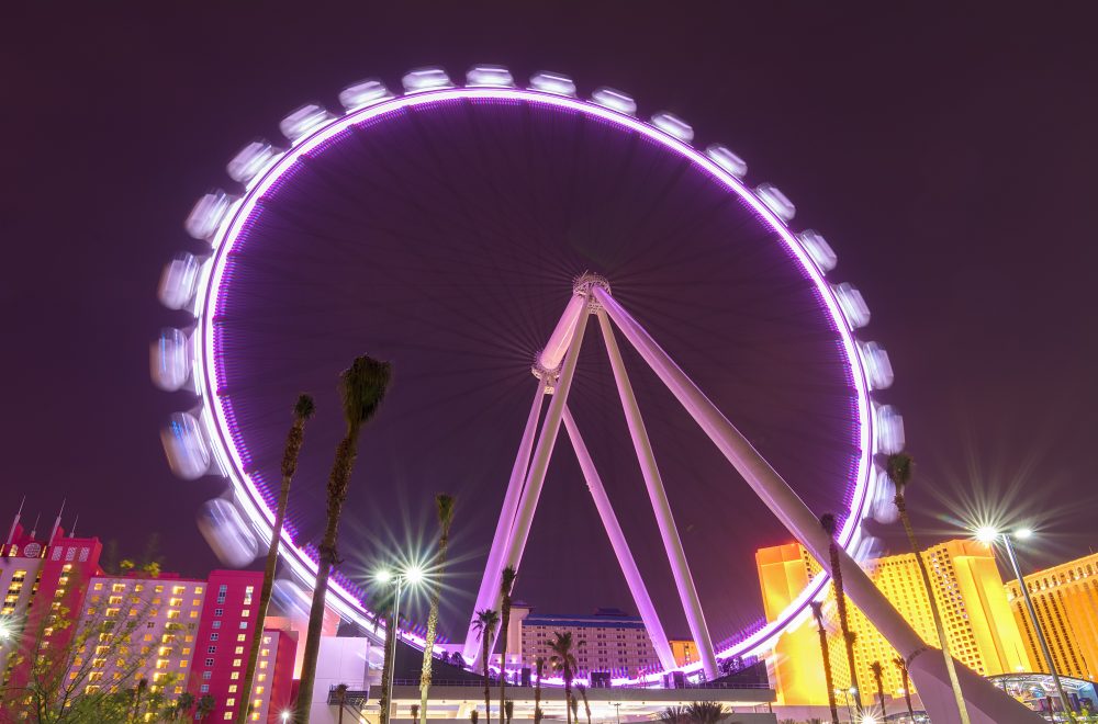 High Roller Ferris Wheel in Las Vegas at night, Usa