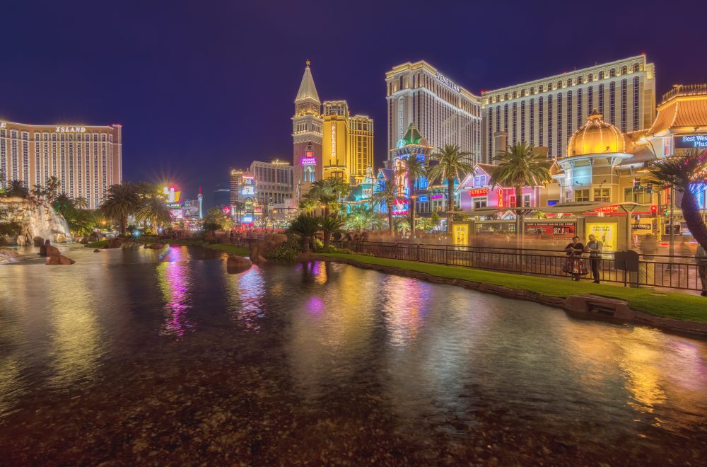 LAS VEGAS, USA - APRIL 22, 2014: Night view of The Venetian Resort Hotel and Casino in the Strip of Las Vegas.