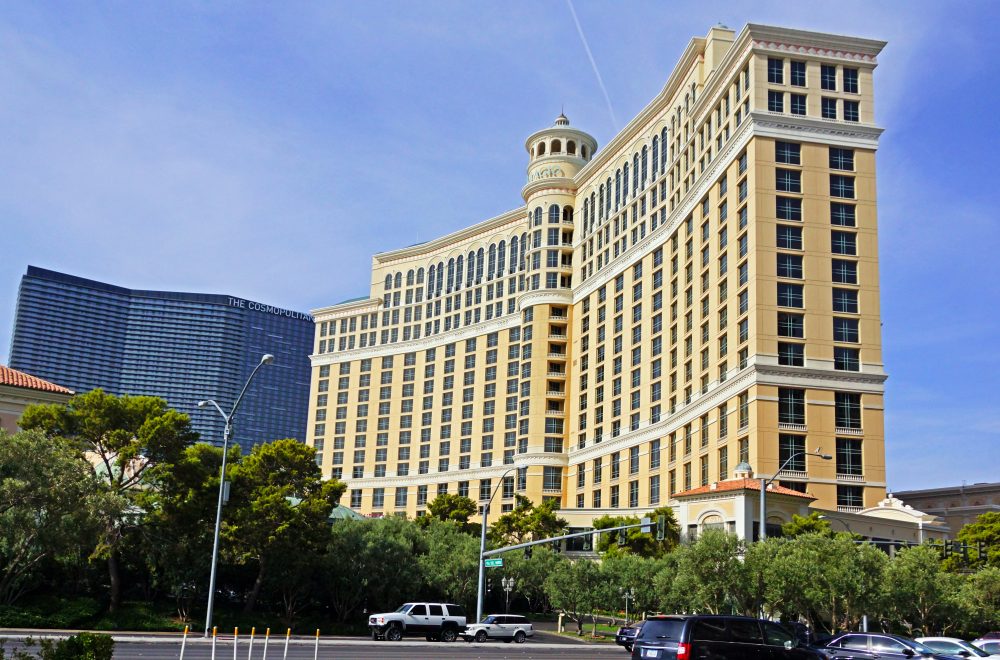 View of Bellagio and Caesars Palace hotels and casino in Las Vegas, USA. Las Vegas is one of the top tourist destinations in the world.