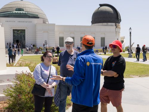 Sunny day with tour guide and guests during Griffith Observatory Guided Tour