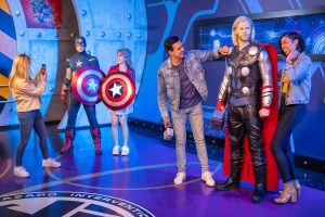 Guests taking images with Marvel Superheroes in Madame Tussauds