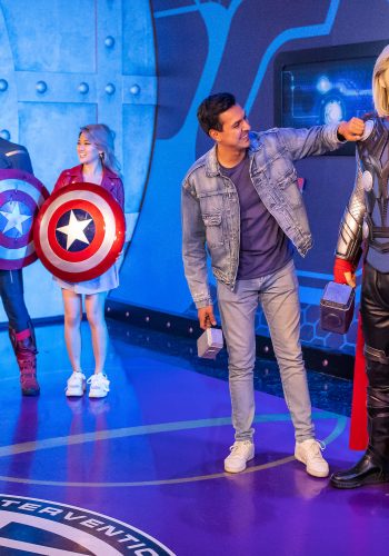 Guests taking images with Marvel Superheroes in Madame Tussauds