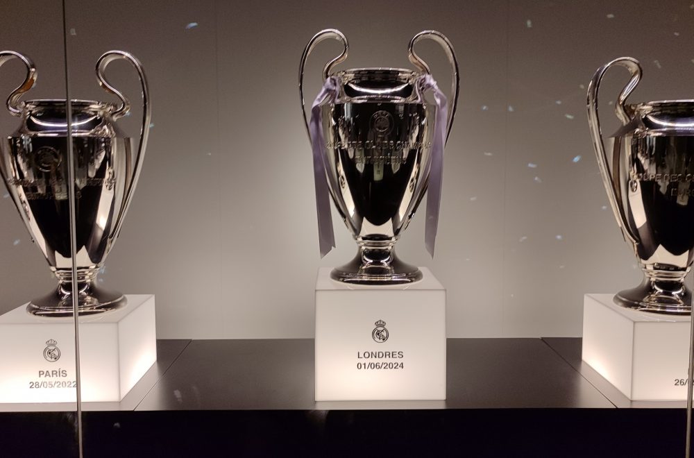 Champions League Trophies inside Bernabeu Stadium Madrid