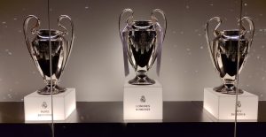 Champions League Trophies inside Bernabeu Stadium Madrid