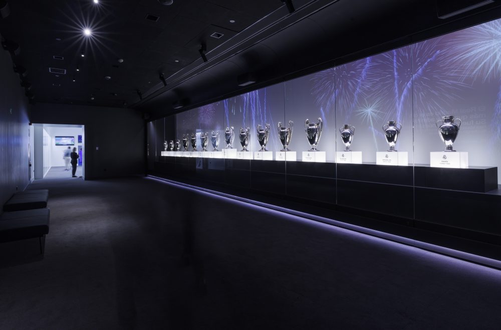 Display of trophies inside Real Madrid Stadium