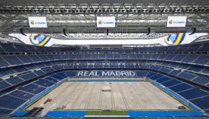 Panoramic shot of interior of Real Madrid Stadium