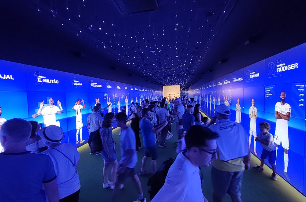 Visitors in Immersive Players Room area of Bernabeu Stadium