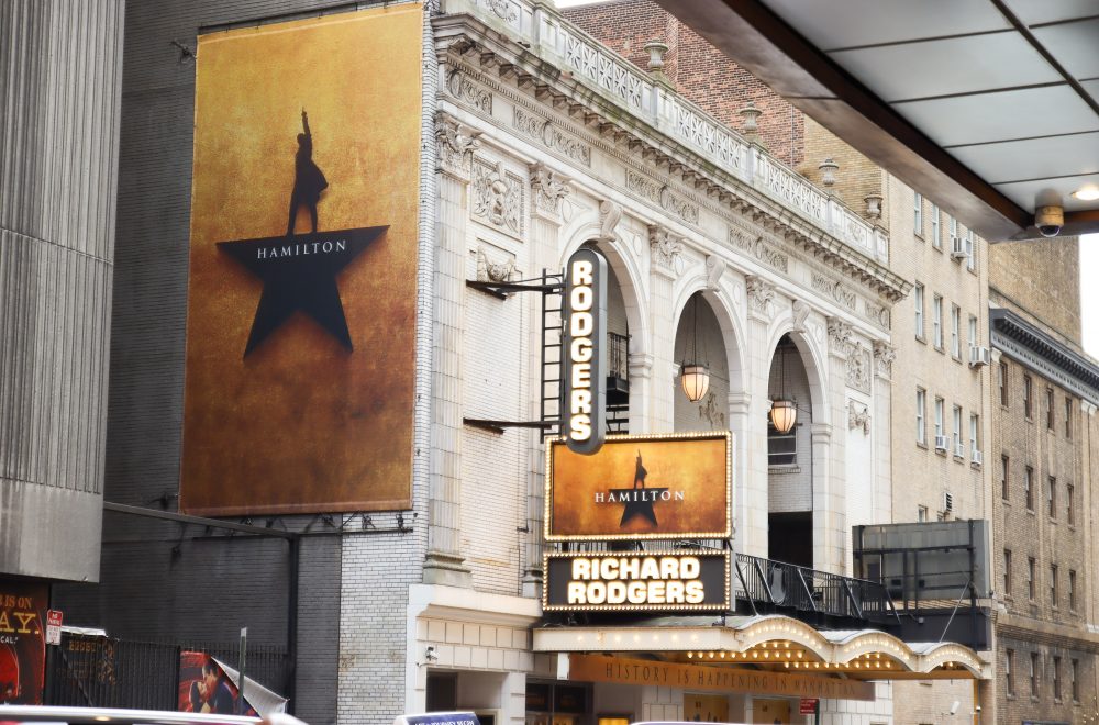 Hamilton Musical signs spotted during Broadway and Times Square Tour in NYC