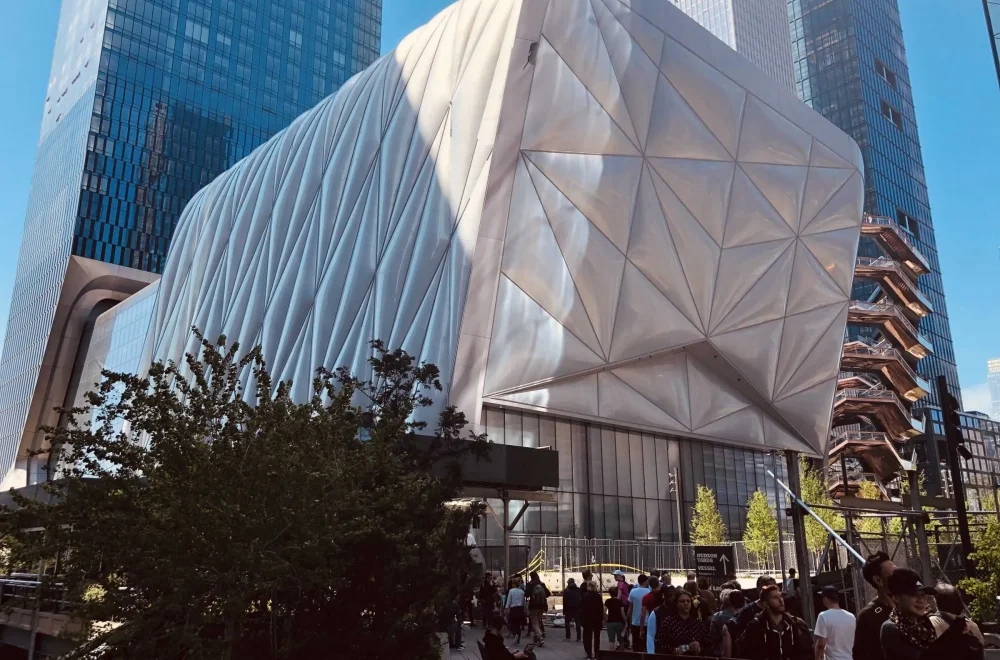 Hudson Yards entrance on a sunny day