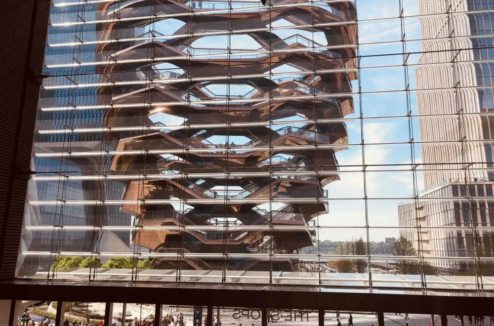 Inside building at Hudson Yards near the Vessel in NYC