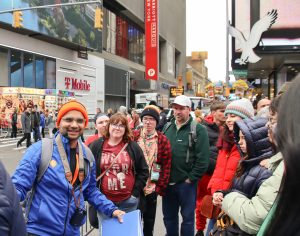 Tour Guide talking during Broadway and Times Square Insider NYC tour