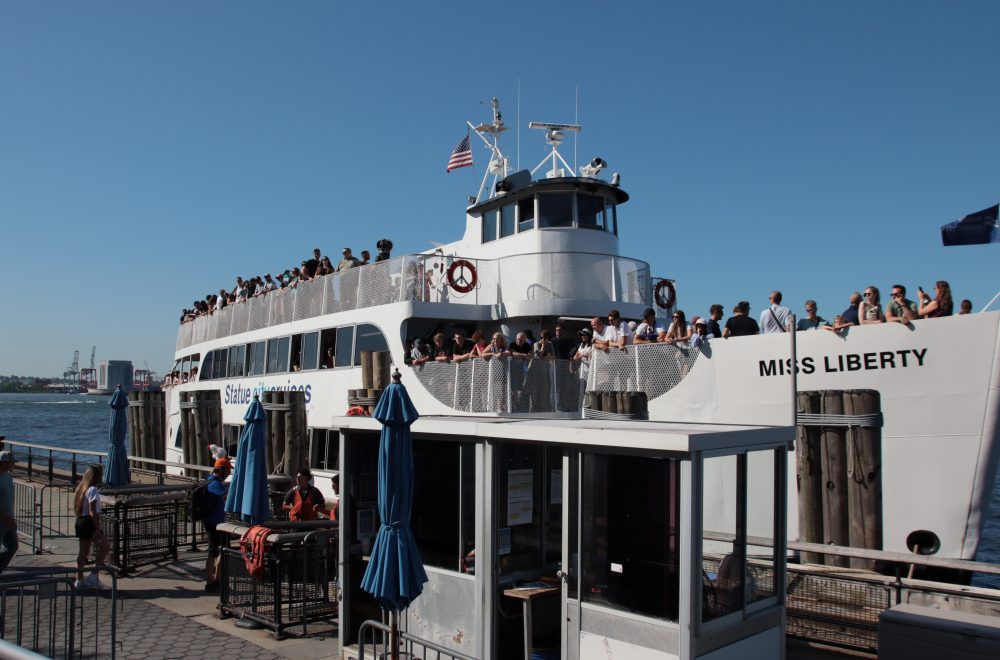 Side shot of cruise boat during Statue of Liberty and Ellis Island tour