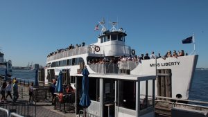 Side shot of cruise boat during Statue of Liberty and Ellis Island tour